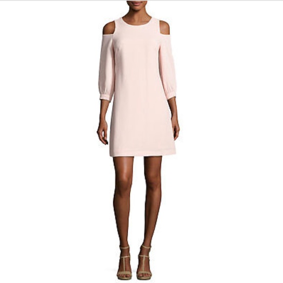 (NWT) #ElizaJ Blush Pink Cold Shoulder Dress - Picture 2 of 8